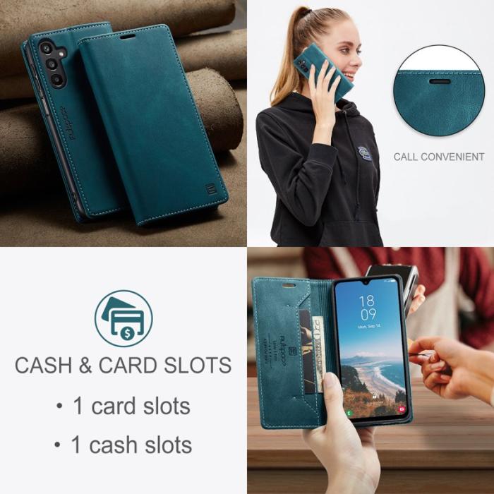 AUTSPACE - AUTSPACE Samsung Galaxy A16 5G Wallet Fodral Äkta läder - Blå