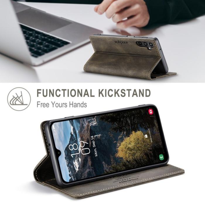 AUTSPACE - AUTSPACE Samsung Galaxy A16 5G Wallet Fodral Äkta läder - Kaffe