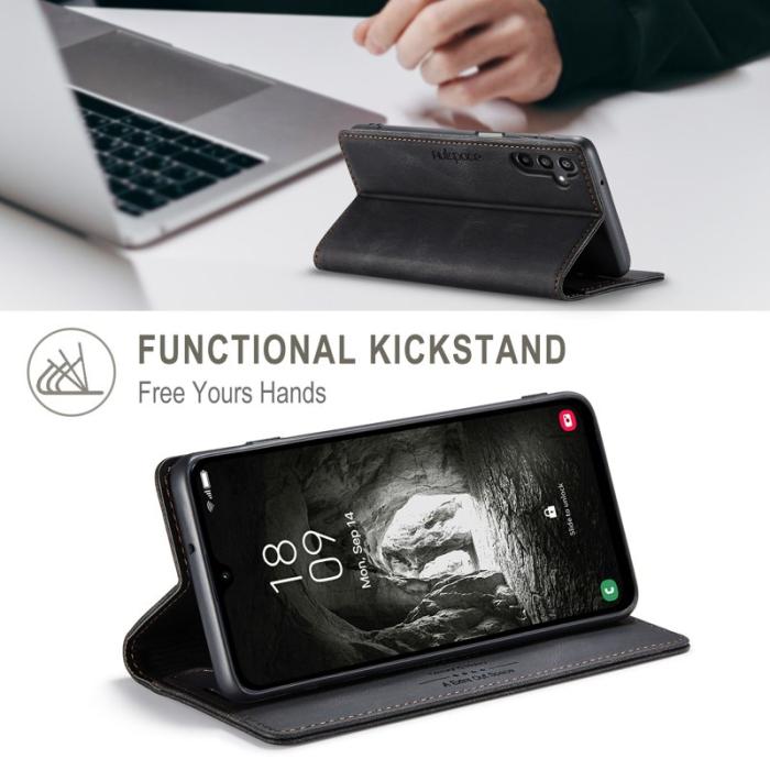 AUTSPACE - AUTSPACE Samsung Galaxy A16 5G Wallet Fodral Äkta läder - Svart