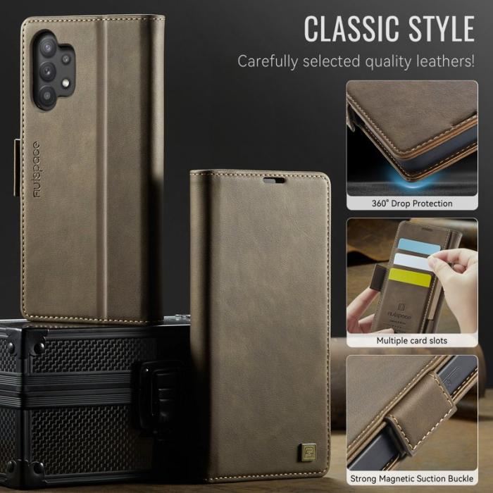 AUTSPACE - AUTSPACE Samsung Galaxy A32 5G Fodral Äkta läder - Brun