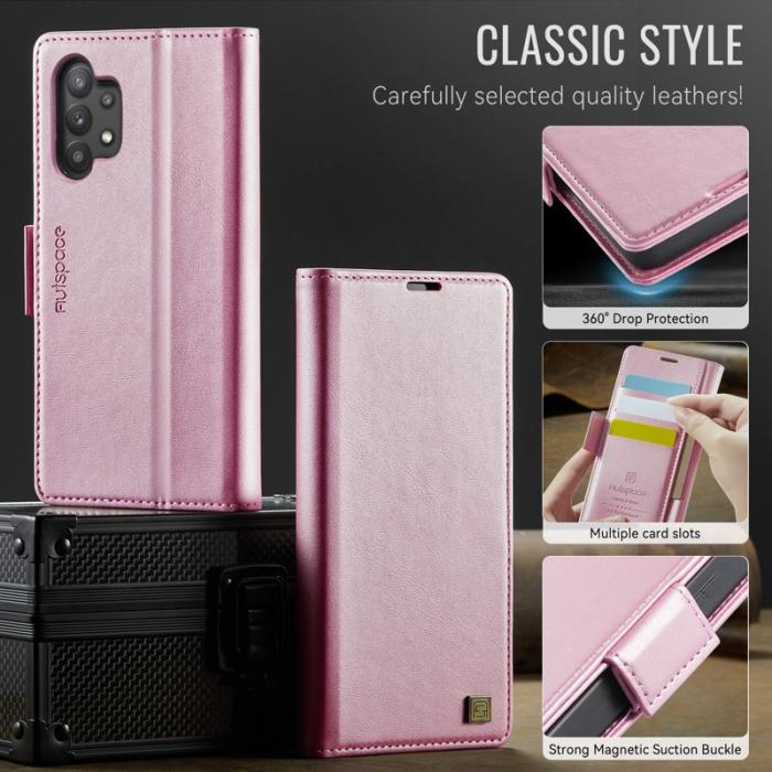 AUTSPACE - AUTSPACE Samsung Galaxy A32 5G Fodral Äkta läder - Rosa
