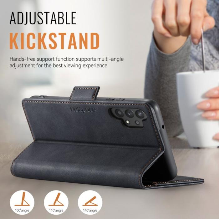 AUTSPACE - AUTSPACE Samsung Galaxy A32 5G Fodral Äkta läder - Svart