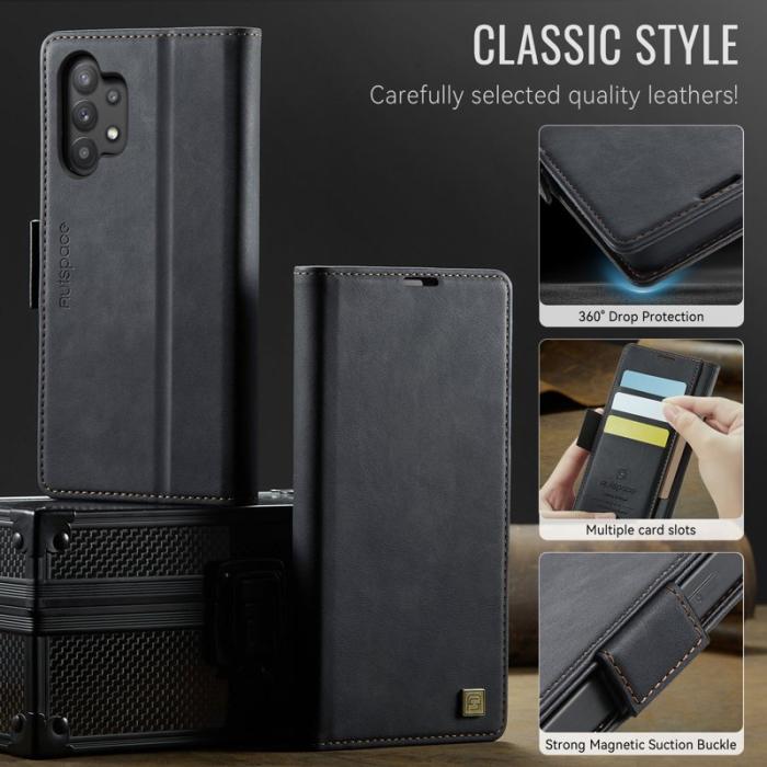 AUTSPACE - AUTSPACE Samsung Galaxy A32 5G Fodral Äkta läder - Svart