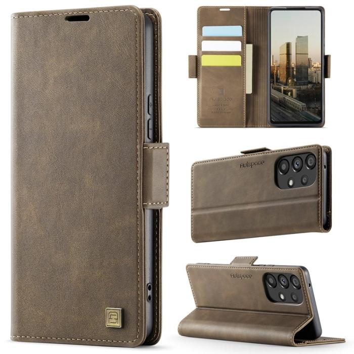 AUTSPACE - AUTSPACE Samsung Galaxy A33 5G Fodral Äkta läder - Brun