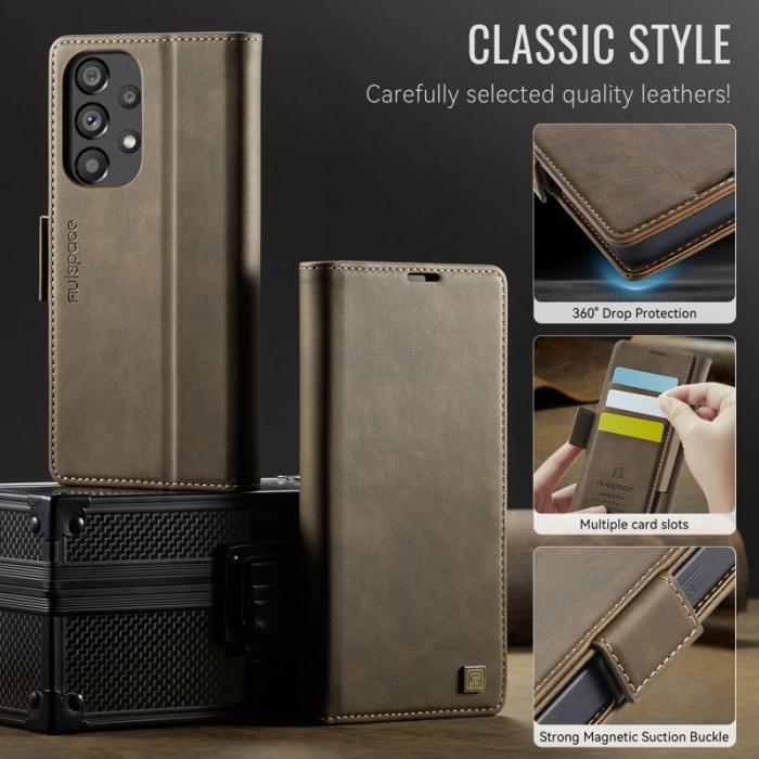 AUTSPACE - AUTSPACE Samsung Galaxy A33 5G Fodral Äkta läder - Brun