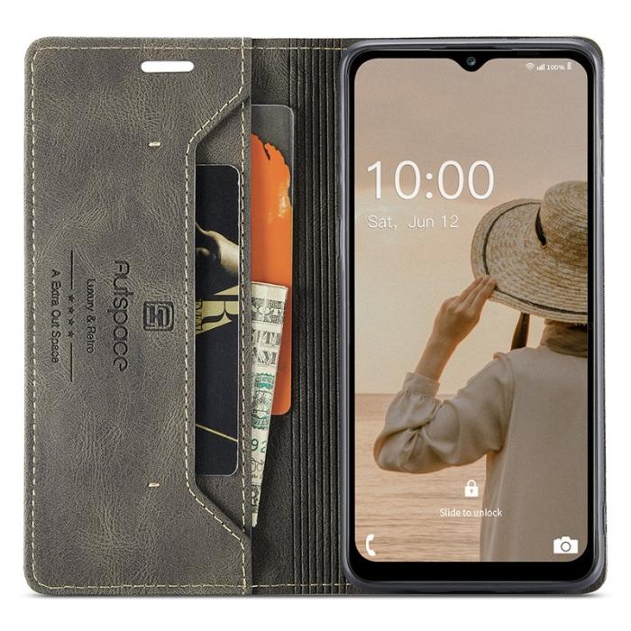 AUTSPACE - AUTSPACE Samsung Galaxy A34 5G Fodral - Äkta läder - Kaffe