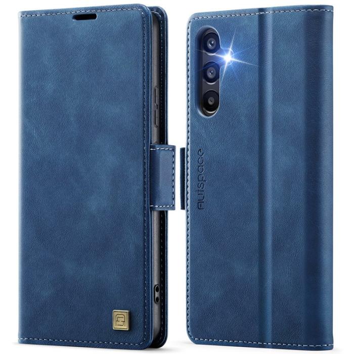 AUTSPACE - AUTSPACE Samsung Galaxy A35 5G Fodral Äkta läder - Blå