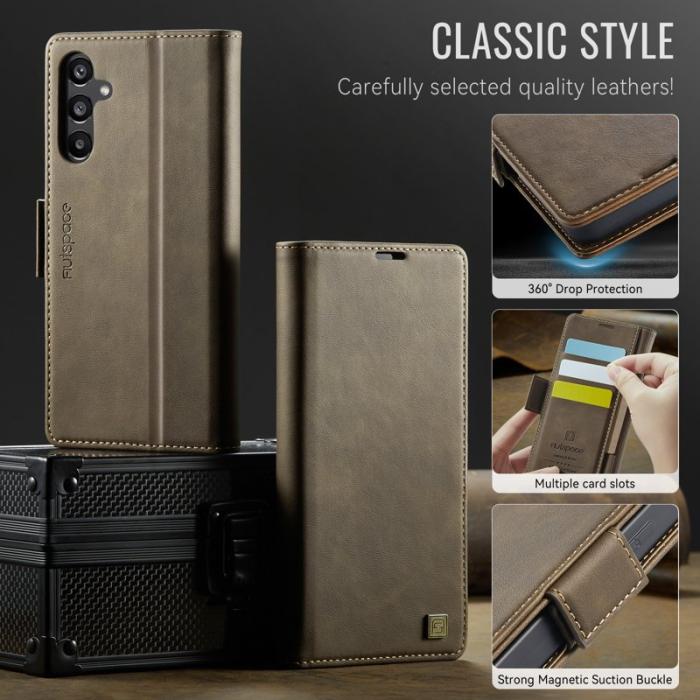 AUTSPACE - AUTSPACE Samsung Galaxy A35 5G Fodral Äkta läder - Brun