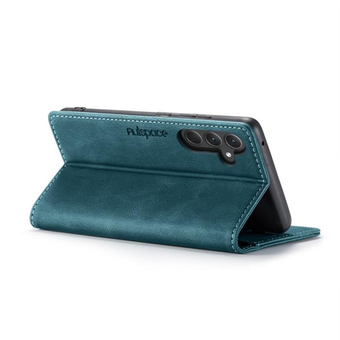 AUTSPACE - AUTSPACE Samsung Galaxy A35 5G Wallet Fodral Äkta läder - Blå