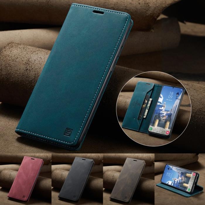 AUTSPACE - AUTSPACE Samsung Galaxy A35 5G Wallet Fodral Äkta läder - Blå