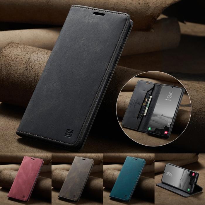 AUTSPACE - AUTSPACE Samsung Galaxy A35 5G Wallet Fodral Äkta läder - Svart