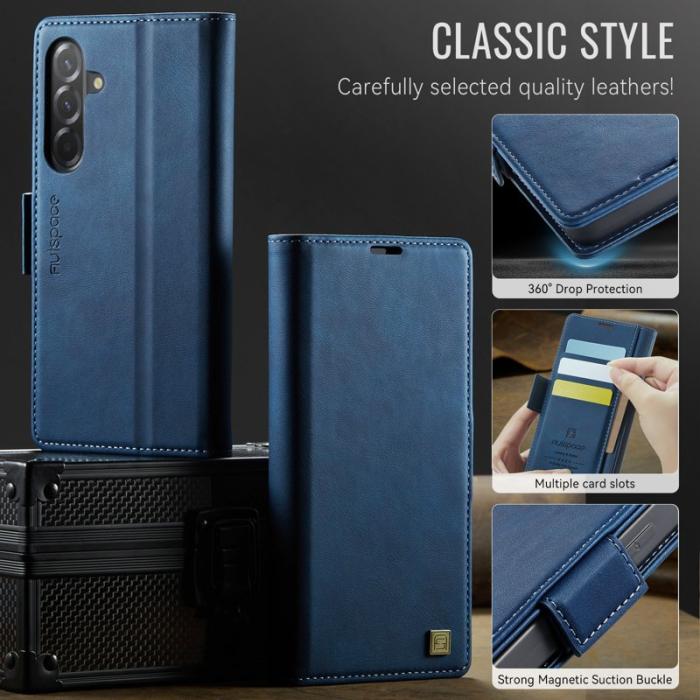 AUTSPACE - AUTSPACE Samsung Galaxy A36 5G Fodral Äkta läder - Blå