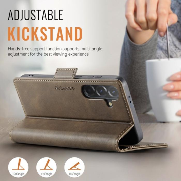 AUTSPACE - AUTSPACE Samsung Galaxy A36 5G Fodral Äkta läder - Brun