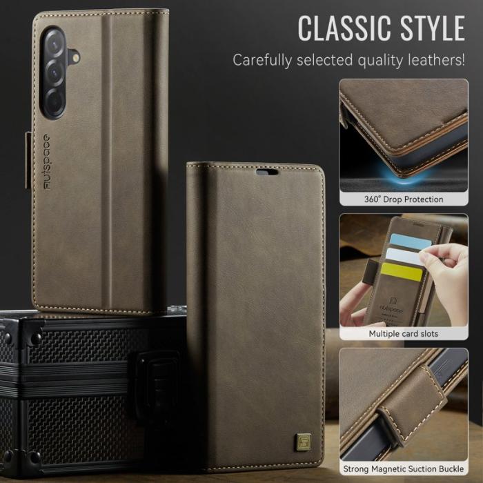 AUTSPACE - AUTSPACE Samsung Galaxy A36 5G Fodral Äkta läder - Brun