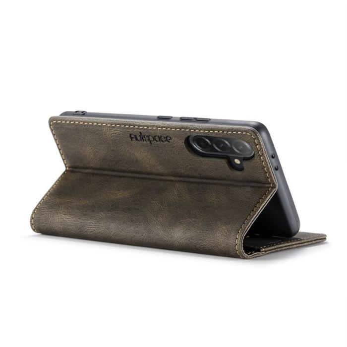 AUTSPACE - AUTSPACE Samsung Galaxy A36 5G Wallet Fodral Äkta läder - Kaffe