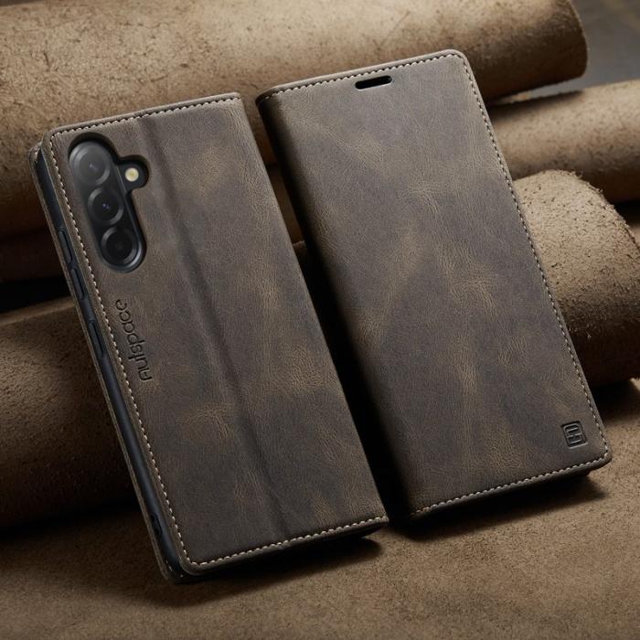 AUTSPACE - AUTSPACE Samsung Galaxy A36 5G Wallet Fodral Äkta läder - Kaffe