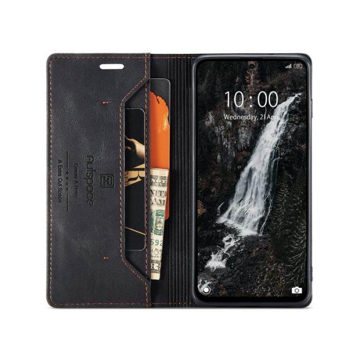 AUTSPACE - AUTSPACE Samsung Galaxy A36 5G Wallet Fodral Äkta läder - Svart