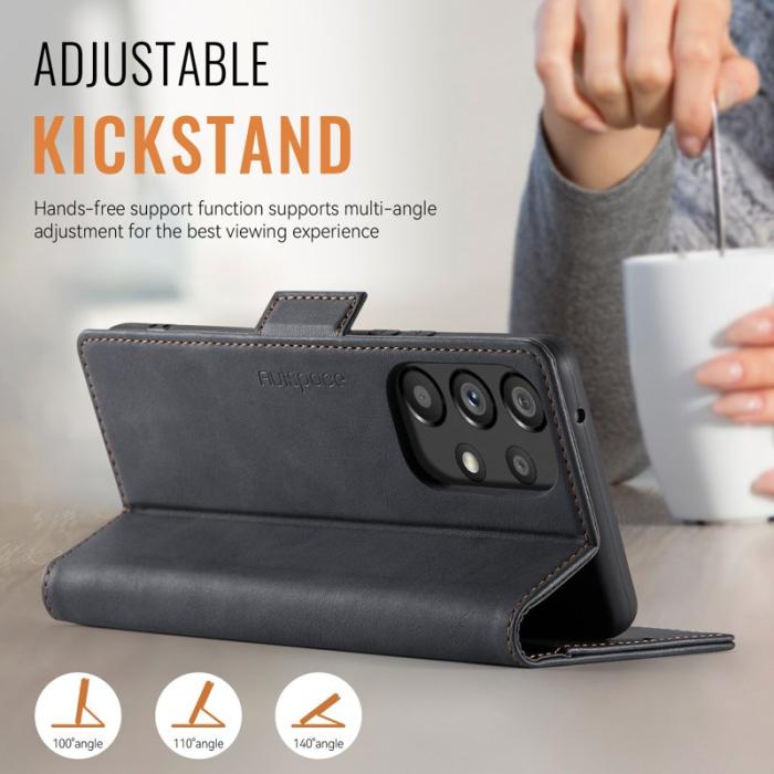 AUTSPACE - AUTSPACE Samsung Galaxy A52 5G Fodral Äkta läder - Svart