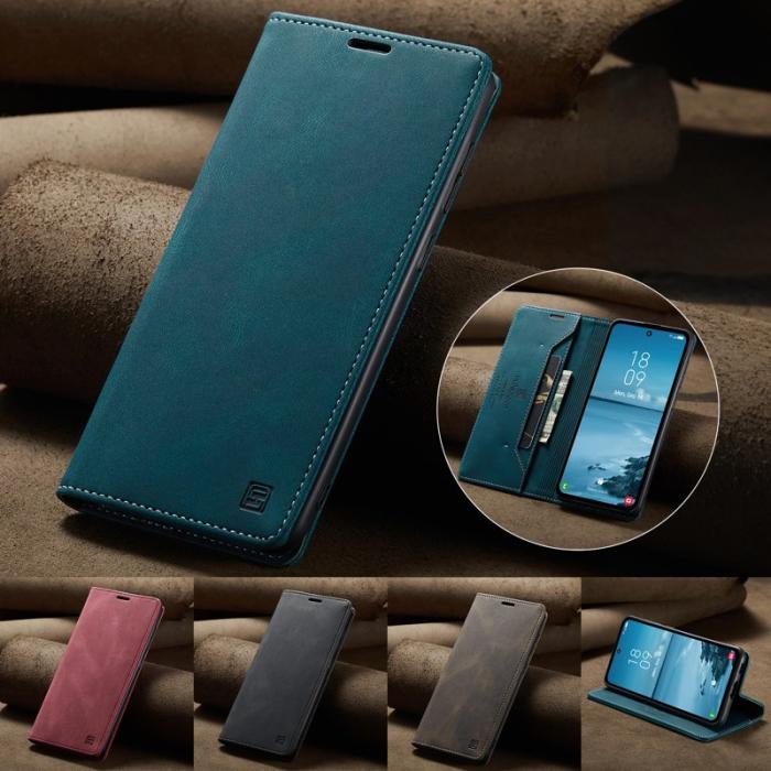 AUTSPACE - AUTSPACE Samsung Galaxy A55 5G Wallet Fodral Äkta läder - Blå