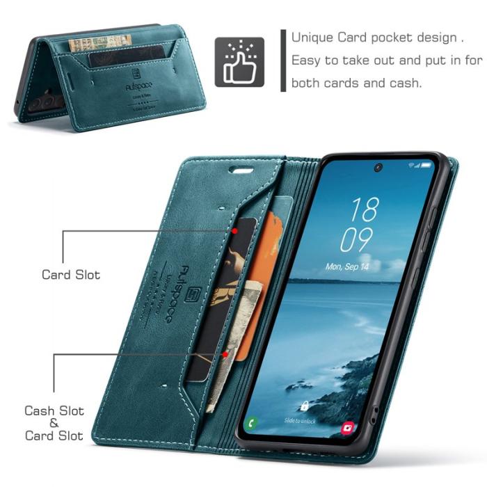 AUTSPACE - AUTSPACE Samsung Galaxy A55 5G Wallet Fodral Äkta läder - Blå
