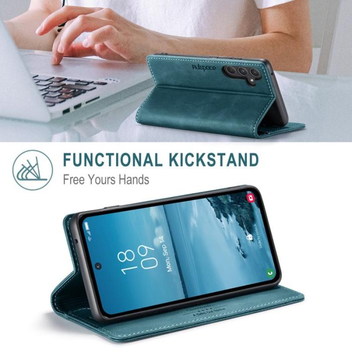 AUTSPACE - AUTSPACE Samsung Galaxy A55 5G Wallet Fodral Äkta läder - Blå