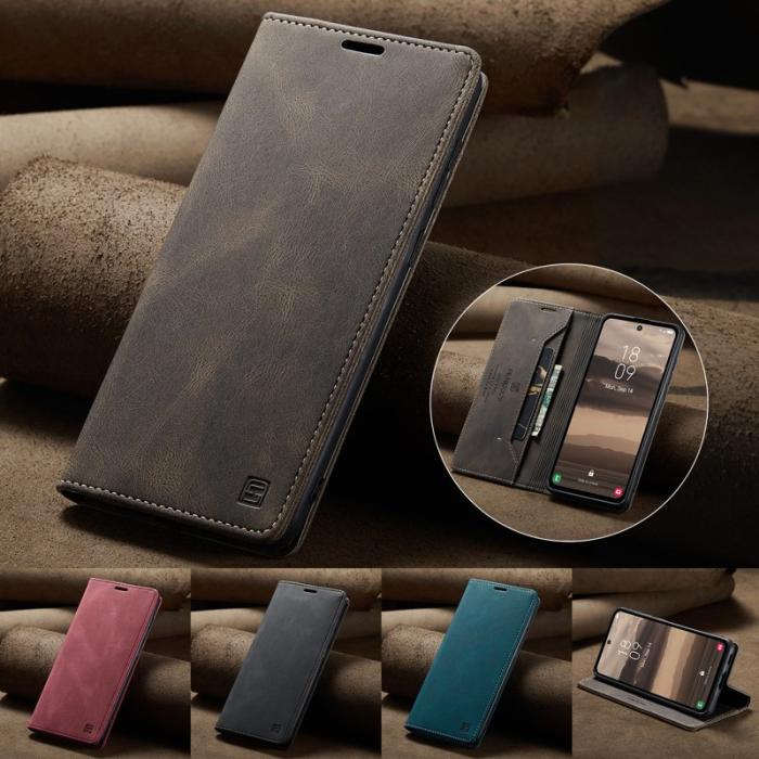 AUTSPACE - AUTSPACE Samsung Galaxy A55 5G Wallet Fodral Äkta läder - Kaffe