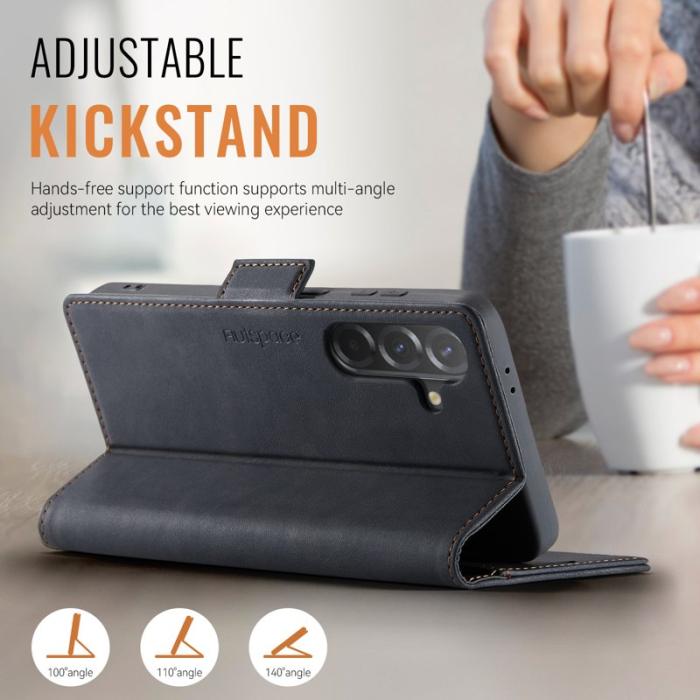 AUTSPACE - AUTSPACE Samsung Galaxy A56 5G Fodral Äkta läder - Svart