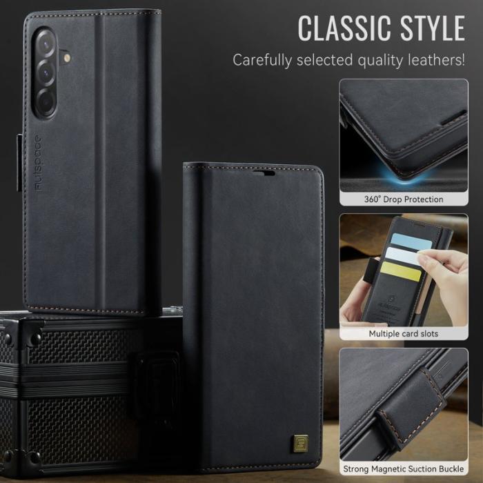 AUTSPACE - AUTSPACE Samsung Galaxy A56 5G Fodral Äkta läder - Svart