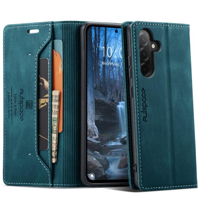 AUTSPACE - AUTSPACE Samsung Galaxy A56 5G Wallet Fodral Äkta läder - Blå