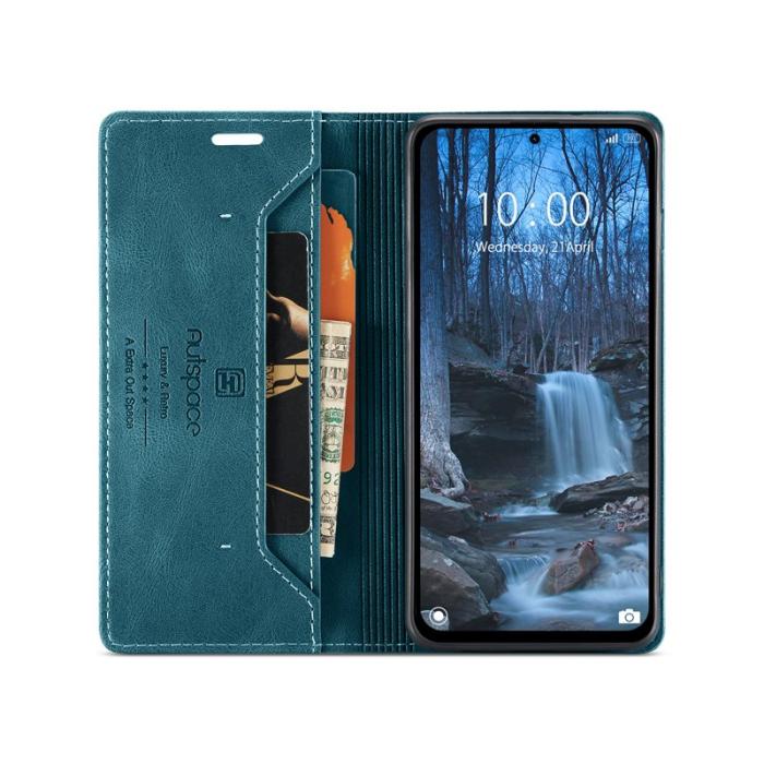 AUTSPACE - AUTSPACE Samsung Galaxy A56 5G Wallet Fodral Äkta läder - Blå