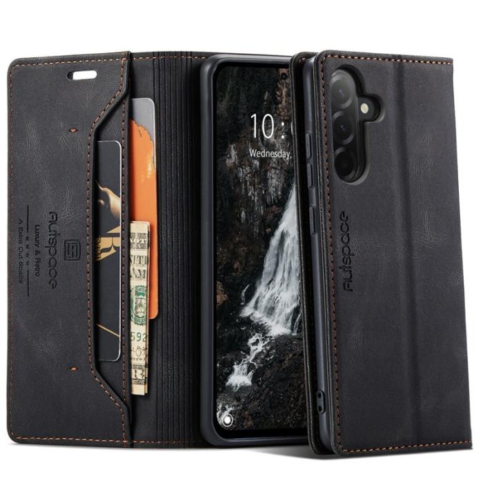 AUTSPACE - AUTSPACE Samsung Galaxy A56 5G Wallet Fodral Äkta läder - Svart