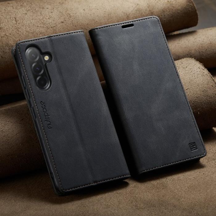 AUTSPACE - AUTSPACE Samsung Galaxy A56 5G Wallet Fodral Äkta läder - Svart