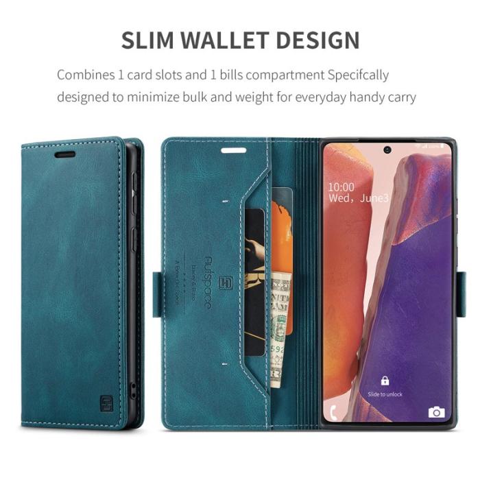 AUTSPACE - AUTSPACE Samsung Galaxy Note20 Wallet Fodral Äkta läder - Blå