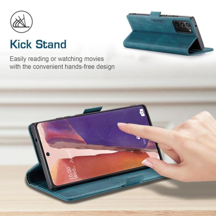 AUTSPACE - AUTSPACE Samsung Galaxy Note20 Wallet Fodral Äkta läder - Blå