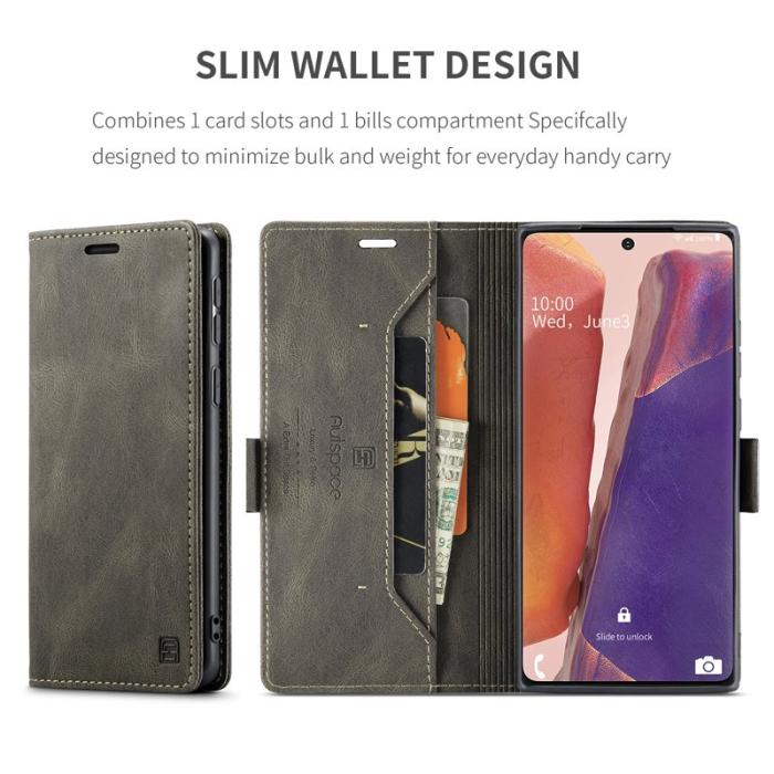 AUTSPACE - AUTSPACE Samsung Galaxy Note20 Wallet Fodral Äkta läder - Kaffe