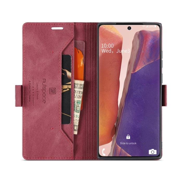 AUTSPACE - AUTSPACE Samsung Galaxy Note20 Wallet Fodral Äkta läder - Röd
