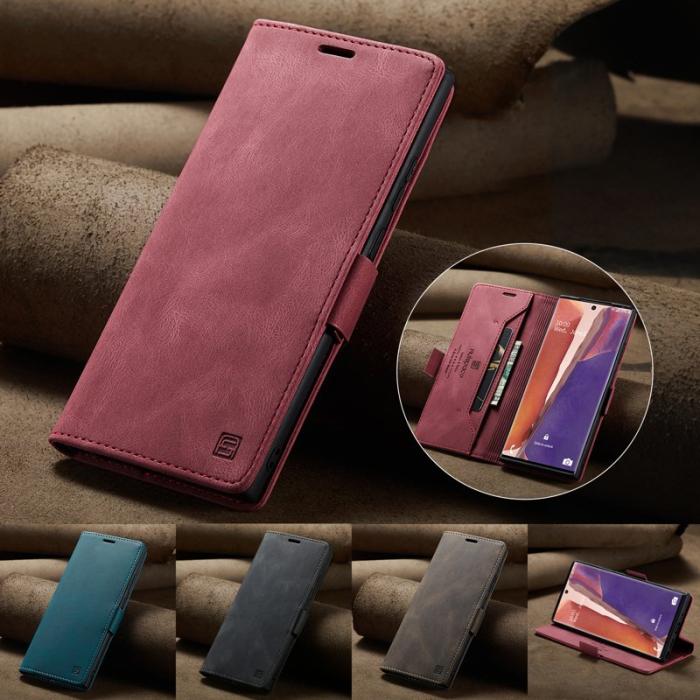 AUTSPACE - AUTSPACE Samsung Galaxy Note20 Wallet Fodral Äkta läder - Röd