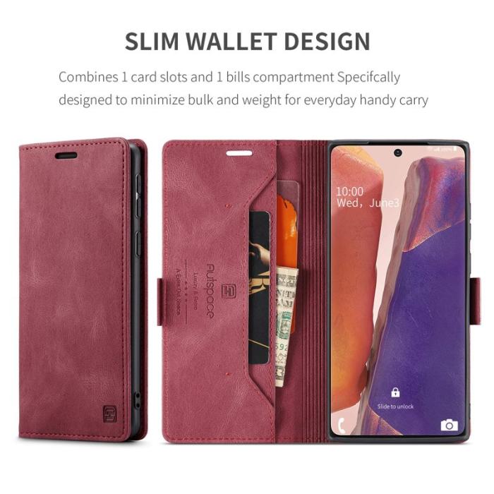 AUTSPACE - AUTSPACE Samsung Galaxy Note20 Wallet Fodral Äkta läder - Röd