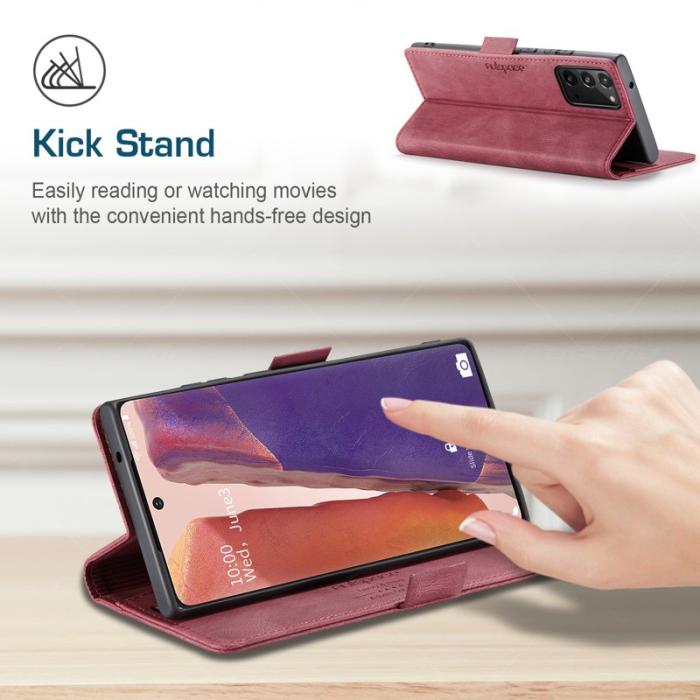 AUTSPACE - AUTSPACE Samsung Galaxy Note20 Wallet Fodral Äkta läder - Röd