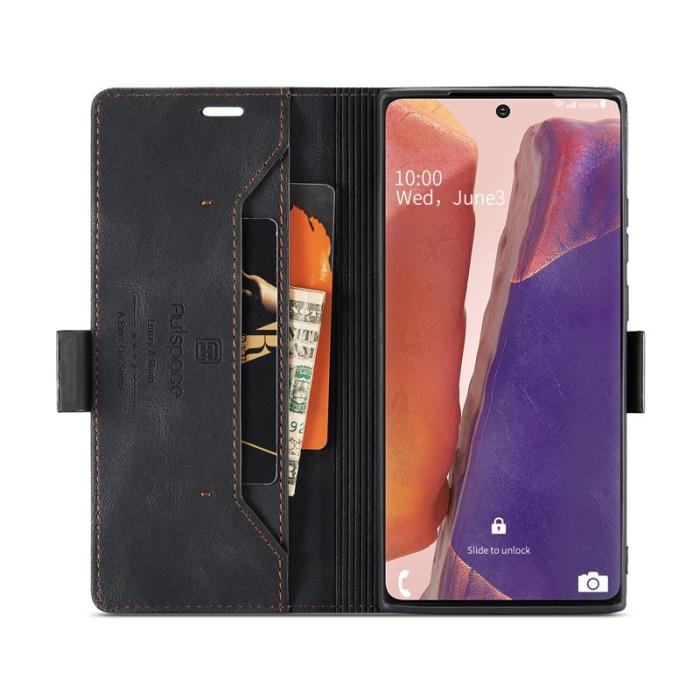 AUTSPACE - AUTSPACE Samsung Galaxy Note20 Wallet Fodral Äkta läder - Svart