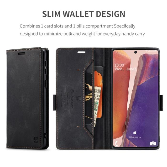 AUTSPACE - AUTSPACE Samsung Galaxy Note20 Wallet Fodral Äkta läder - Svart