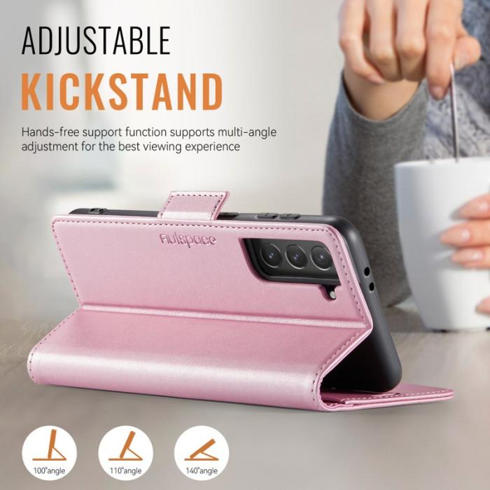 AUTSPACE - AUTSPACE Samsung Galaxy S21 FE 5G Fodral Äkta läder - Rosa
