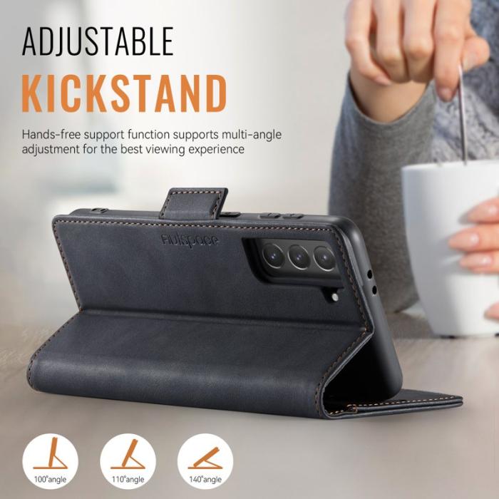 AUTSPACE - AUTSPACE Samsung Galaxy S21 FE 5G Fodral Äkta läder - Svart