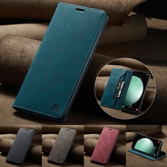 AUTSPACE - AUTSPACE Samsung Galaxy S23 FE Wallet Fodral Äkta läder - Blå