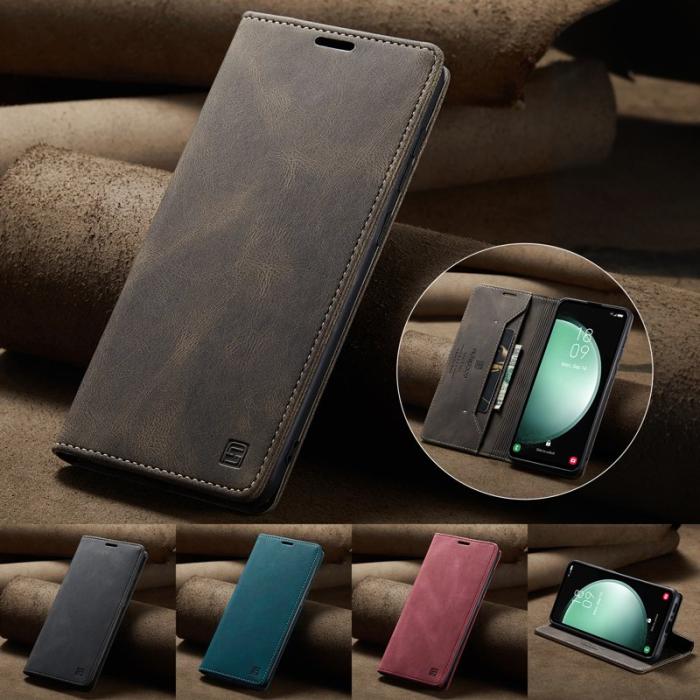 AUTSPACE - AUTSPACE Samsung Galaxy S23 FE Wallet Fodral Äkta läder - Kaffe