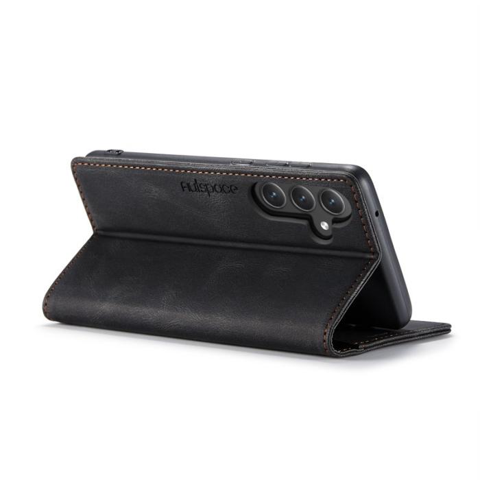 AUTSPACE - AUTSPACE Samsung Galaxy S23 FE Wallet Fodral Äkta läder - Svart