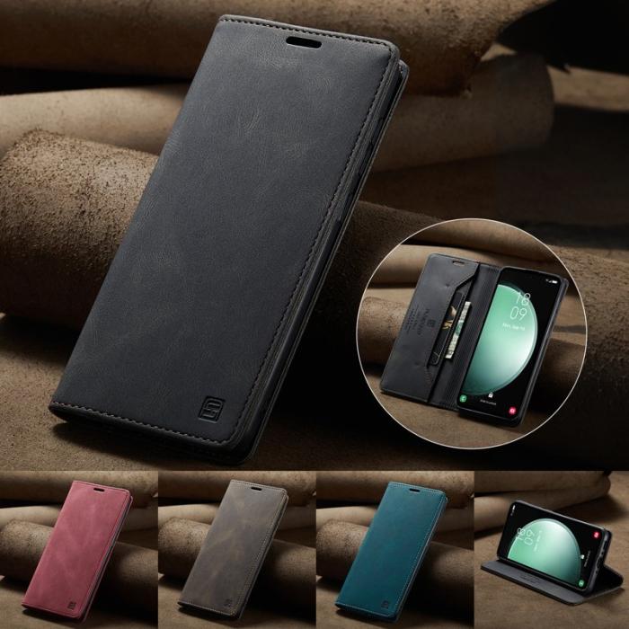 AUTSPACE - AUTSPACE Samsung Galaxy S23 FE Wallet Fodral Äkta läder - Svart