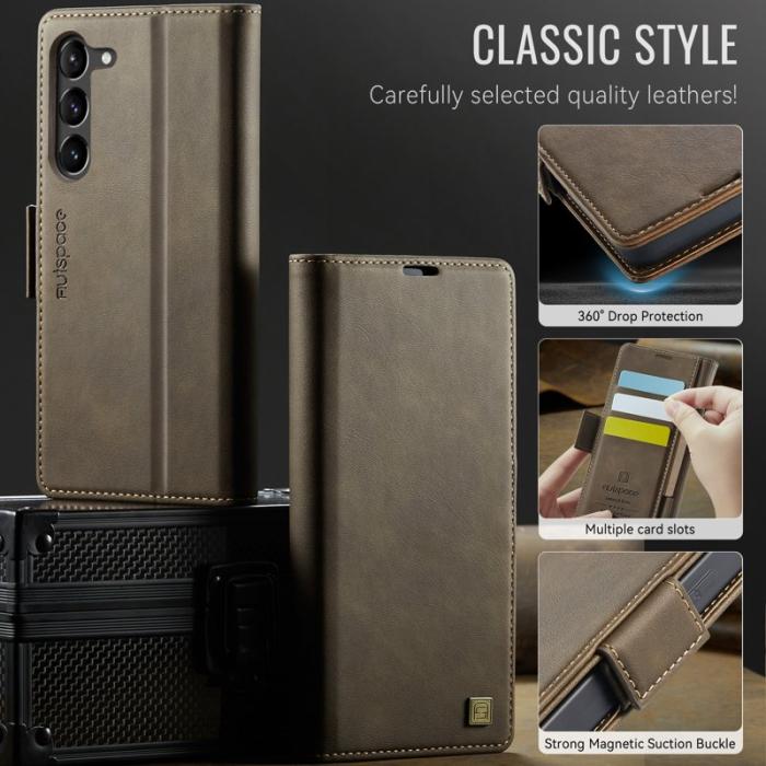 AUTSPACE - AUTSPACE Samsung Galaxy S23 Fodral Äkta läder - Brun