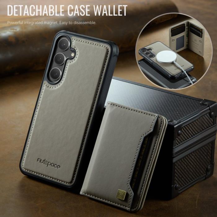 AUTSPACE - AUTSPACE Samsung Galaxy S24/S25 Fodral Äkta läder - Grå