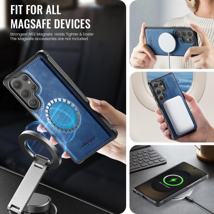 AUTSPACE - AUTSPACE Samsung Galaxy S24 Ultra Fodral Äkta läder - Blå